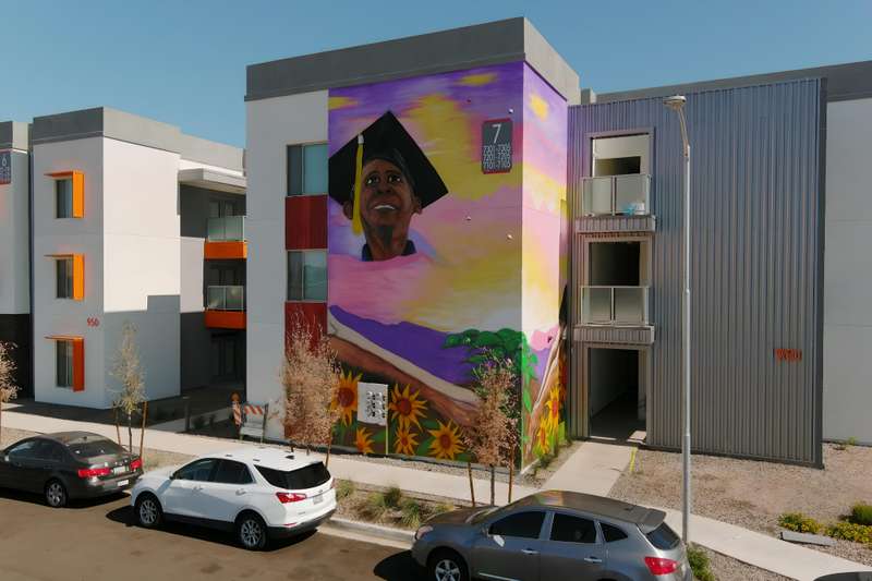 "Soluna Apartments (east wall)" by Hugo Medina in Central City, Phoenix