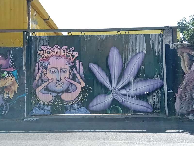"Whimsical Face and Flower" by Mura in Lisbon