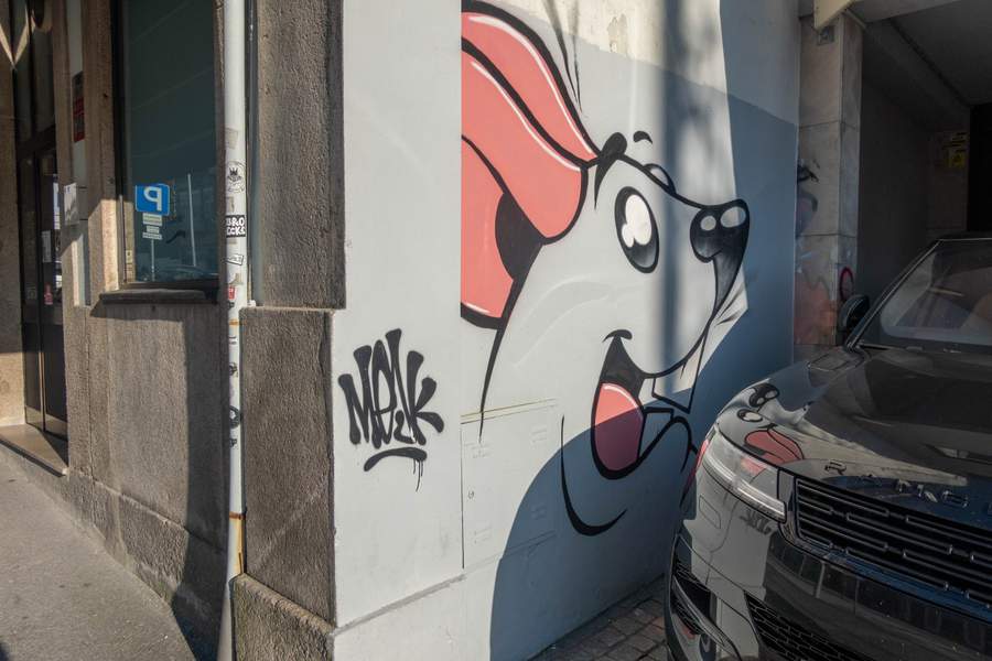 "Cartoon Character Portrait Mural" by Mesk in Bom Retiro, Porto
