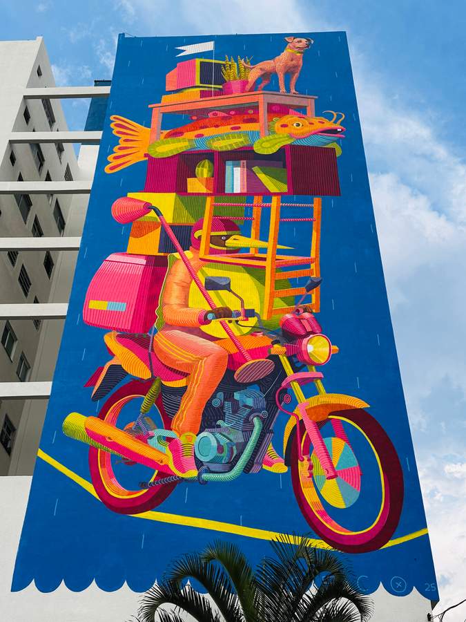 "Stacked Surreal Motorcycle Journey" by Deco Treco in Vila Paulicia, São Paulo