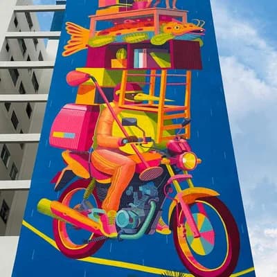 Stacked Surreal Motorcycle Journey