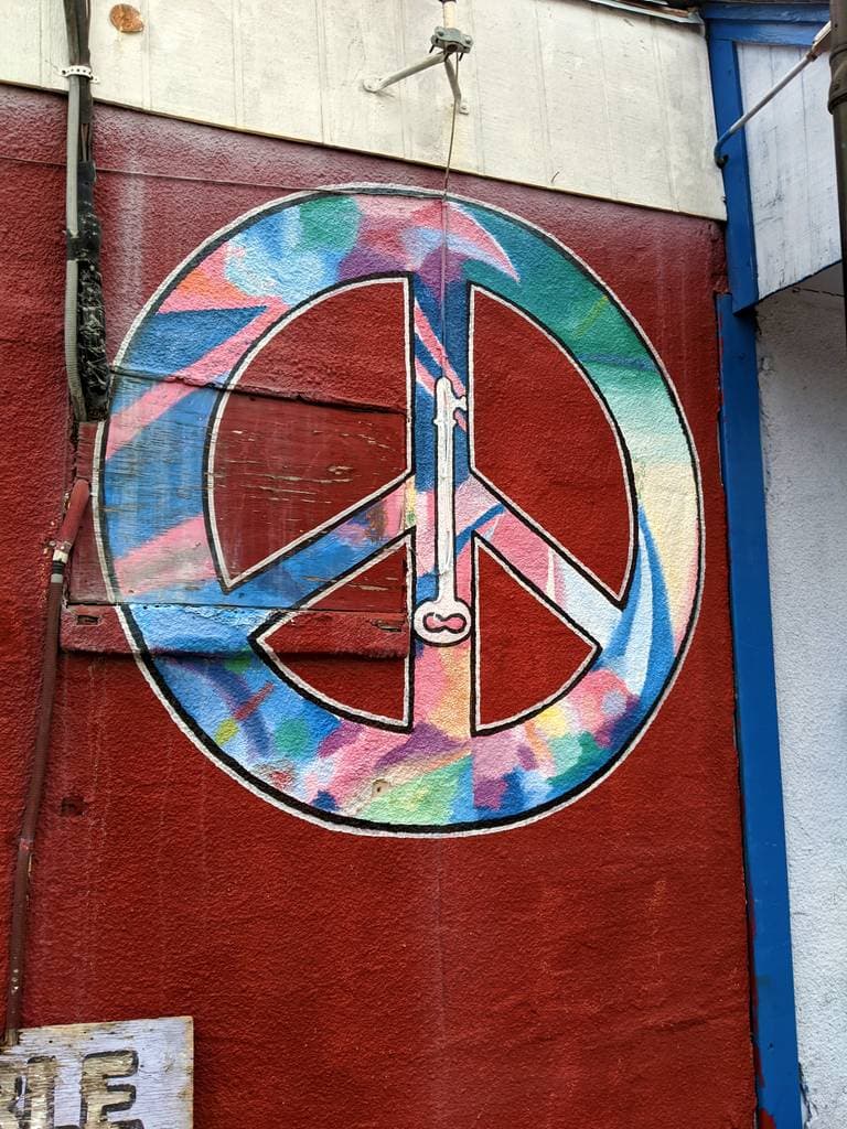 "Tie-Dye Peace Symbol" in Laprelle Place, Austin