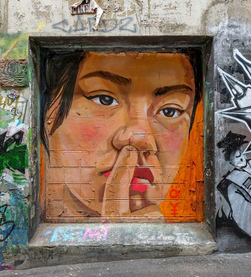 Contemplative Portrait with Grid