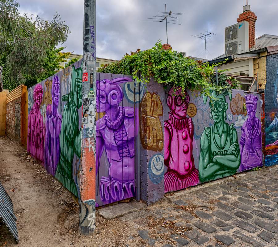 Vibrant Purple Figure Mural