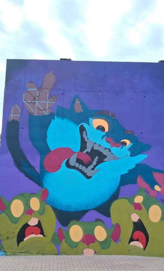 Playful Blue Monster Mural