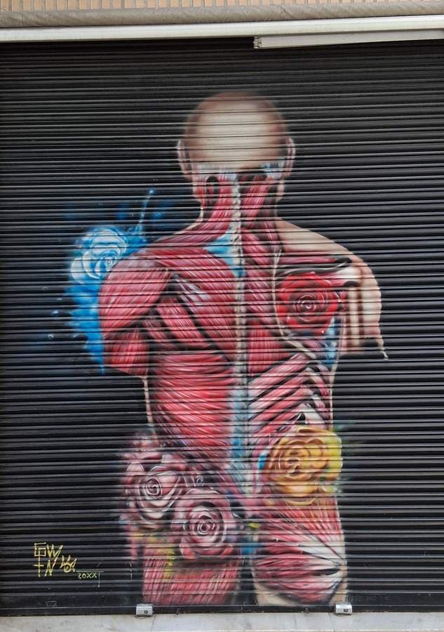 Anatomical Figure with Floral Elements