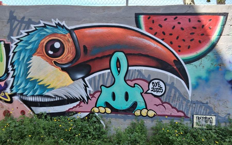 Watermelon-Headed Creature with Tentacle