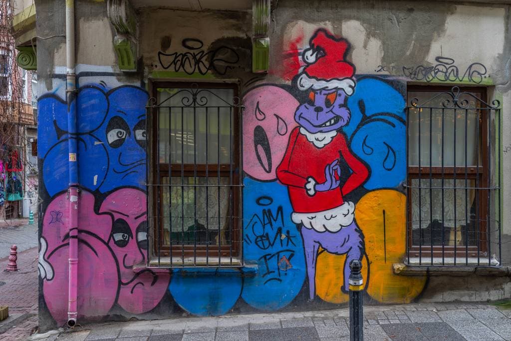 Festive Character with Colorful Bubbles