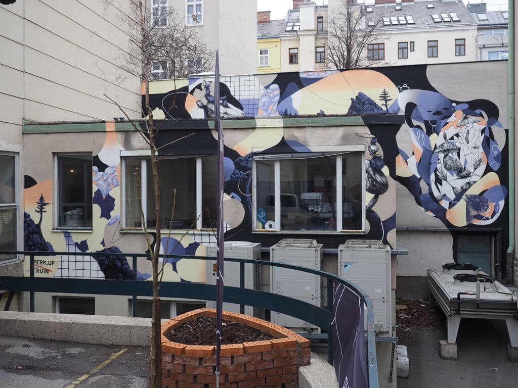 Ethereal Figures in Mountain Landscape