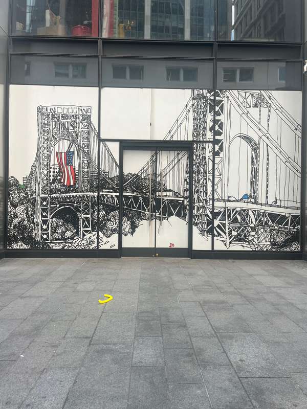 Urban Bridges with American Flag