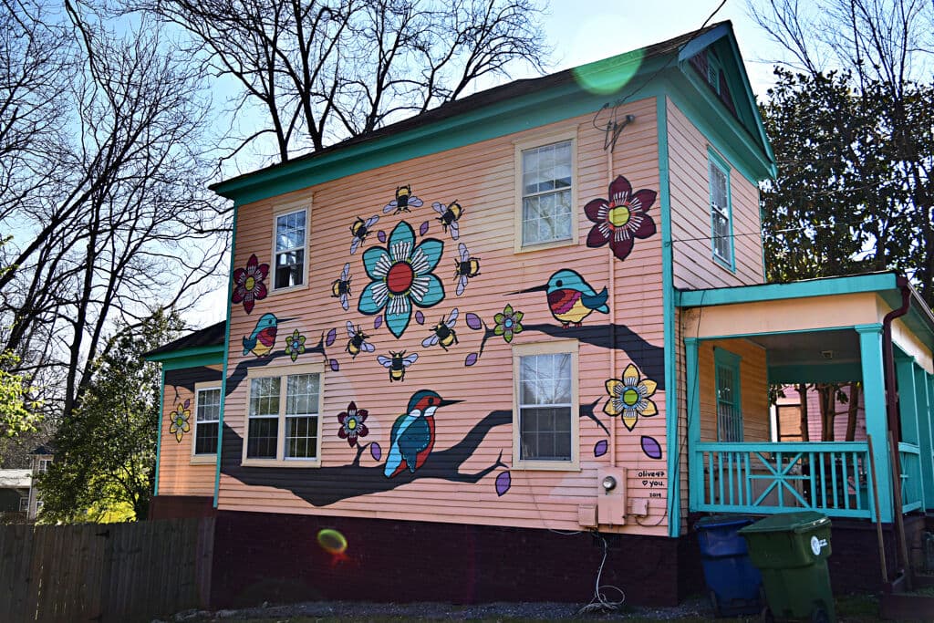 Whimsical Nature Mural on Residential House