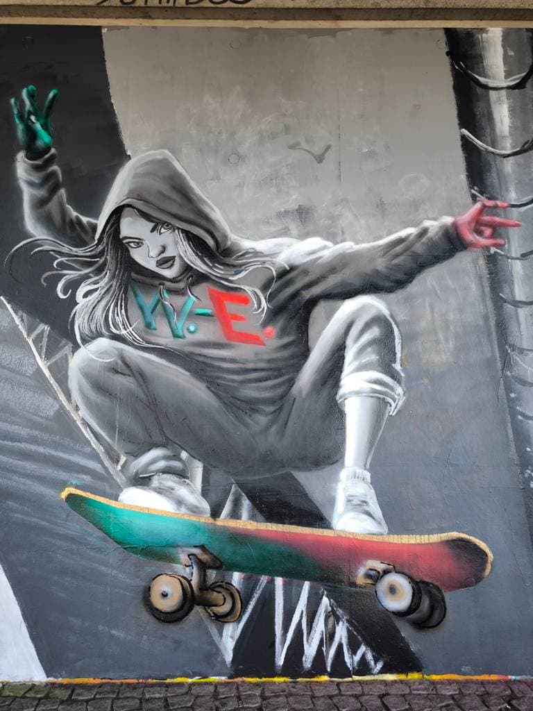 Skateboarder Girl in Motion