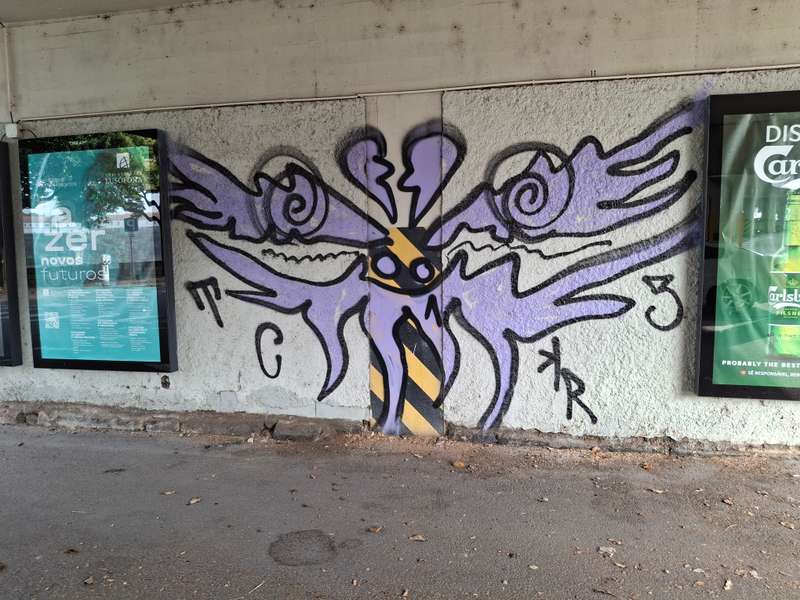 Purple Winged Creature with Clock Face