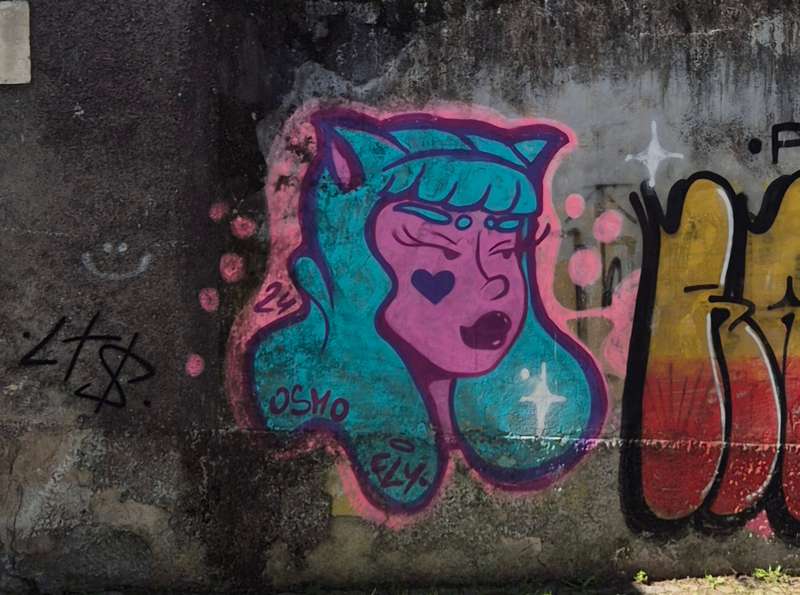 "Pink-Faced Figure with Heart" in Bandeirinha, Porto