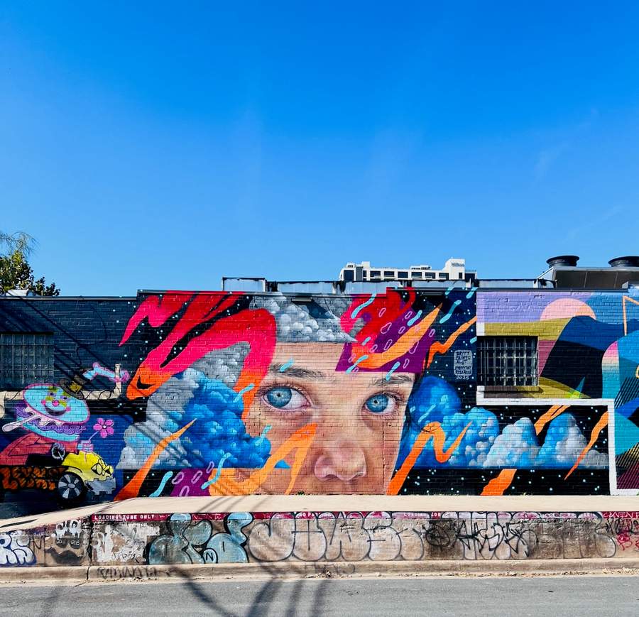 Street art in East Cesar Chavez, Austin