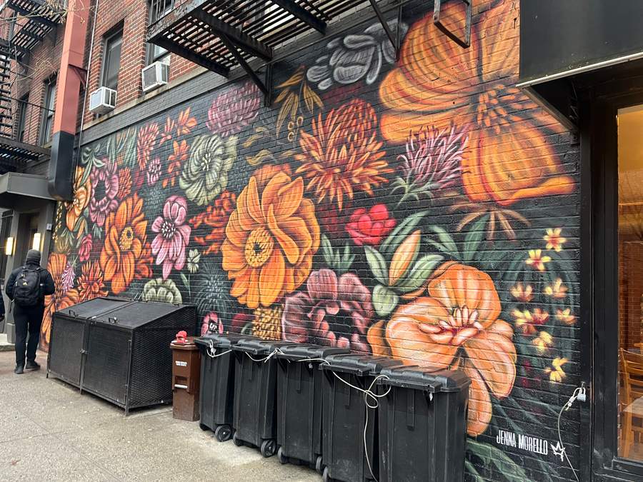 "Vibrant Floral Wall Mural" by Jenna Morello in Chelsea District, New York