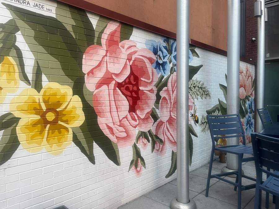 Vibrant Floral Brick Wall Mural