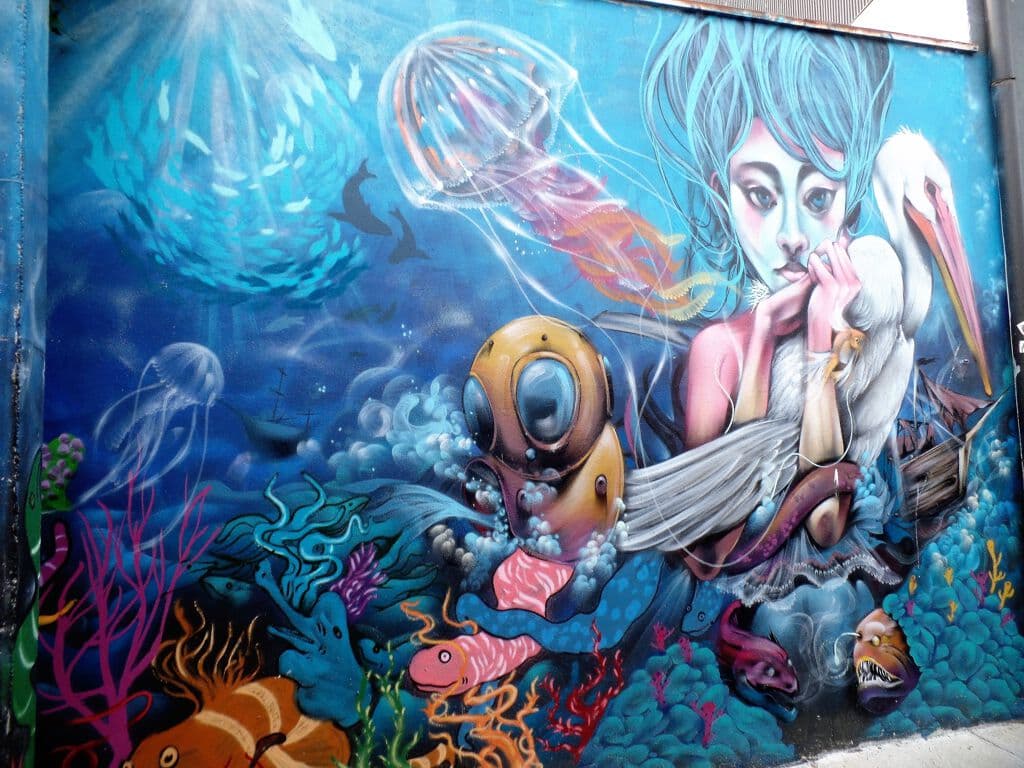 "Ocean Production" by Chure in Cerro Alegre, Valparaiso