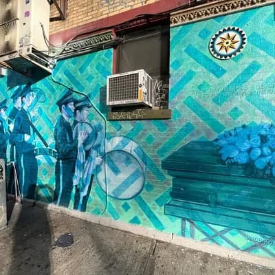 Blue Historical Workers Mural