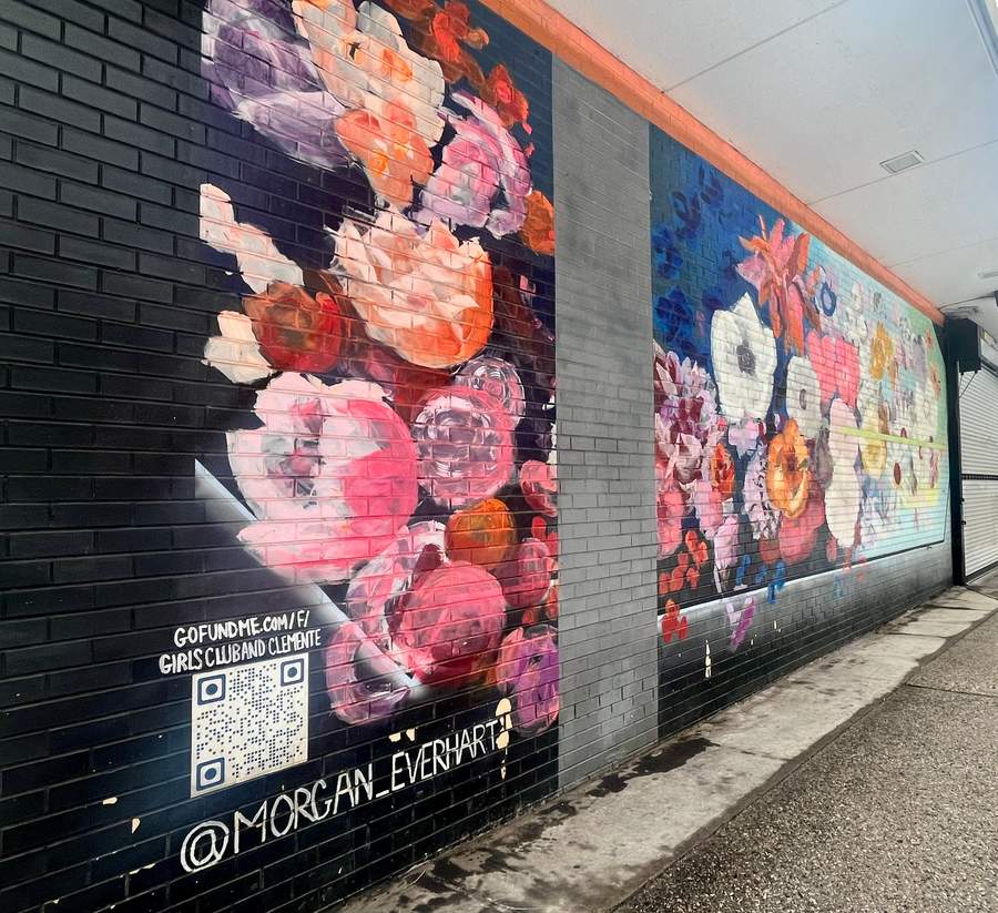 Vibrant Floral Brick Mural