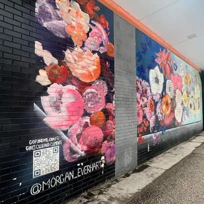 Vibrant Floral Brick Mural