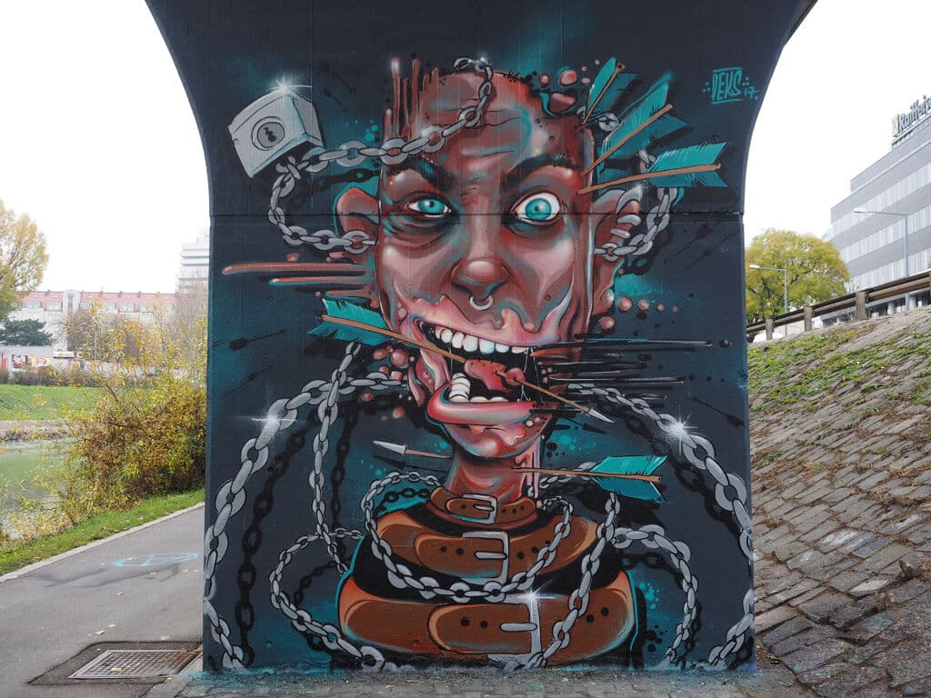 Untitled street art by PEKS in Katastralgemeinde Nudorf, Vienna