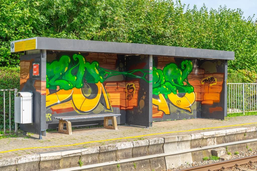 "Vibrant Green Octopus Bus Shelter" by BUGS in Brussels