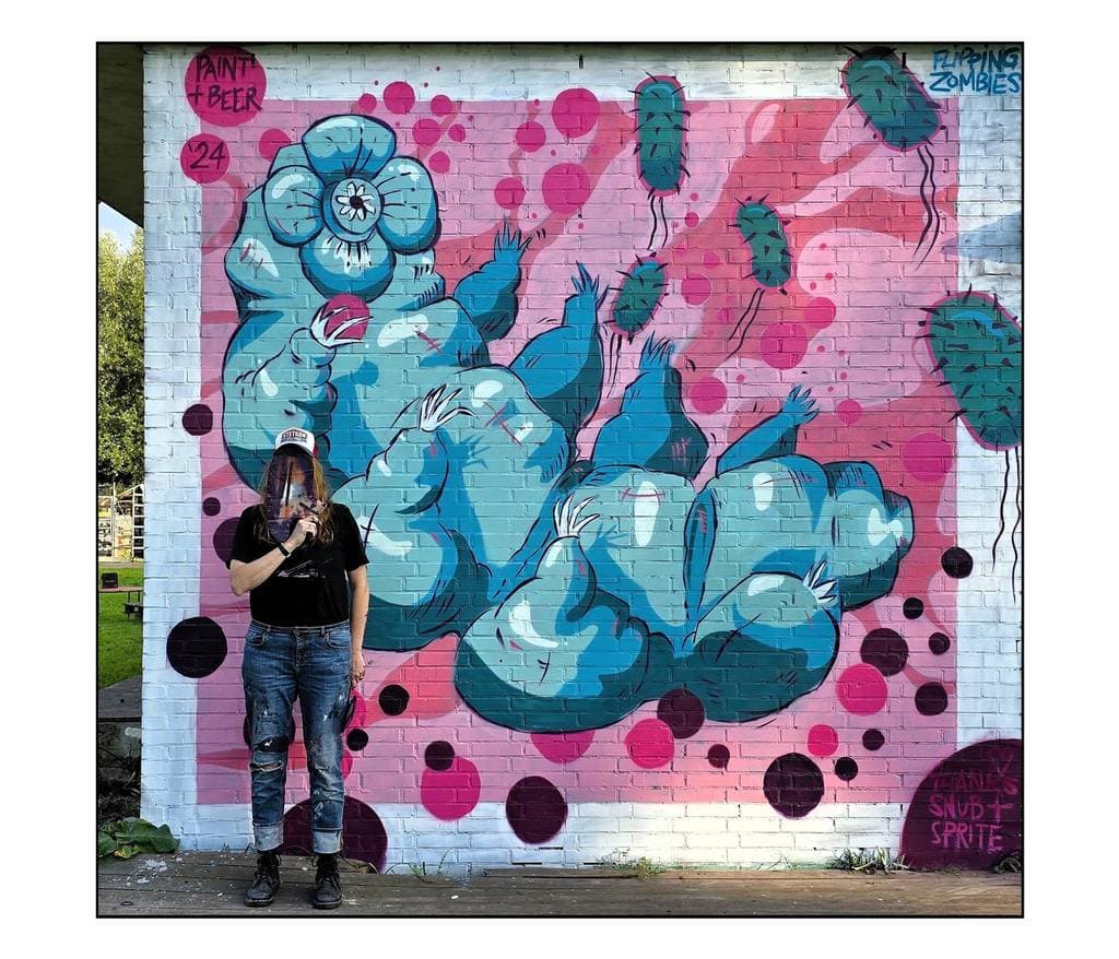 "Blue Creatures in Pink Dreamscape" by Fanakapan in Noord, Amsterdam