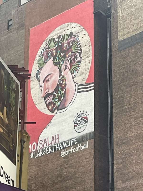 "Mural for Mohamed Salah, Egyptian soccer player" in Theater District, New York