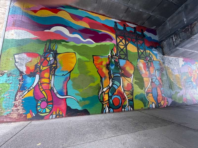 "colourful elephants" in Dumbo, New York