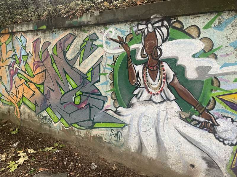 Black woman in white dress