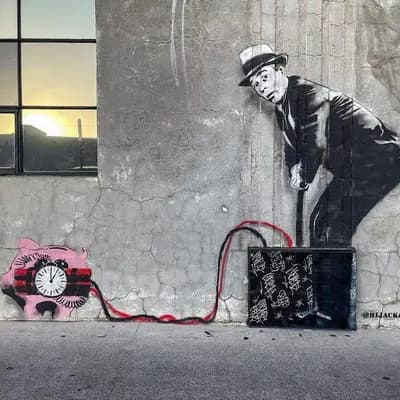 Businessman Detonating Pink Bomb