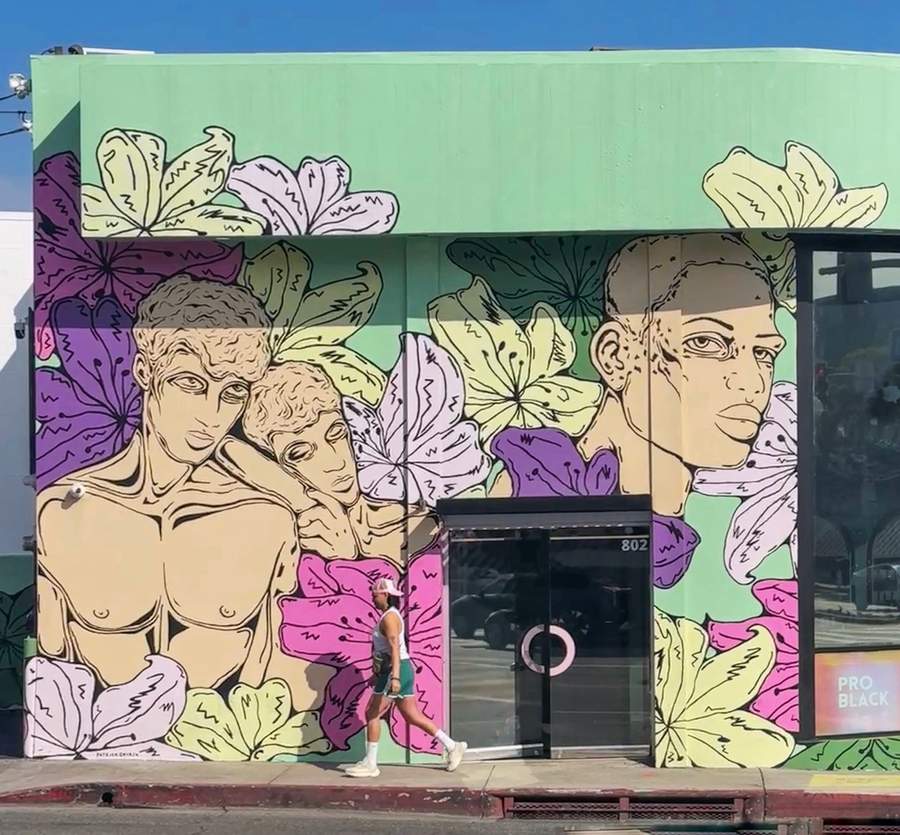 Floral Portrait Diptych Mural