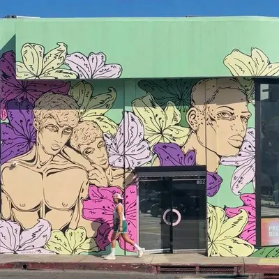 Floral Portrait Diptych Mural