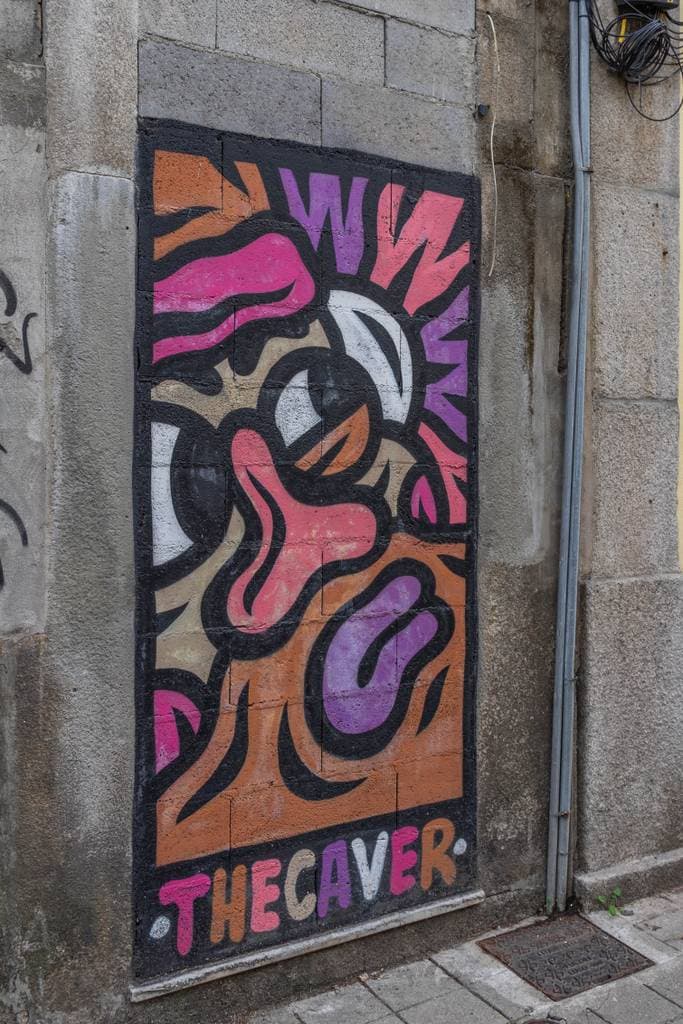 "The Caver Abstract Face Mural" by The Caver in Baixa Do Porto, Porto