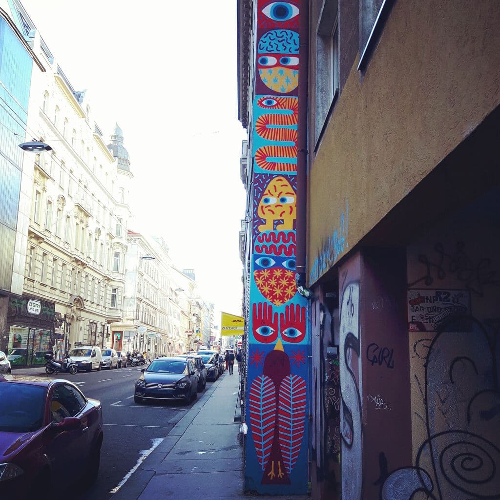Untitled street art by David Shillinglaw in Lerchenfeld, Vienna