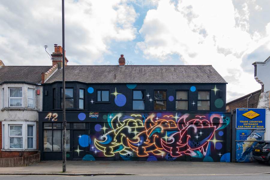 "Cosmic Graffiti Letter Piece" by Fat Cap Sprays in Penge, London