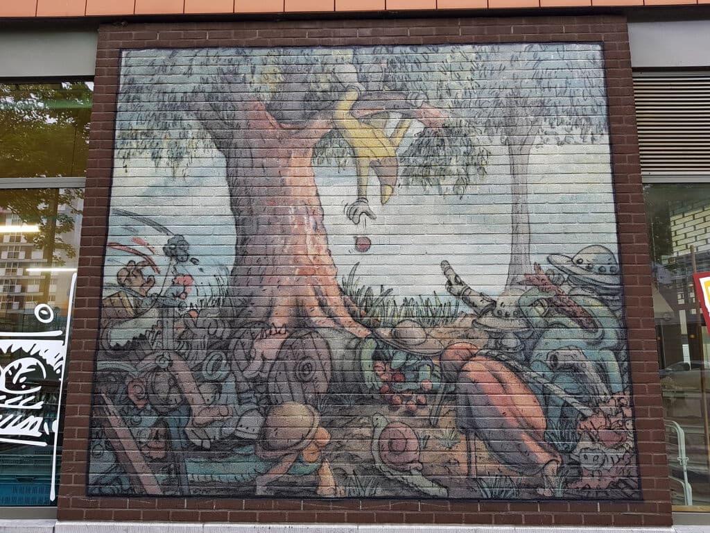 Untitled street art by Farm Prod. in Marolles Marollen, Brussels