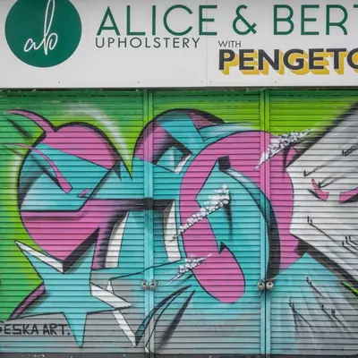 Intertwined Botanical Graffiti Mural