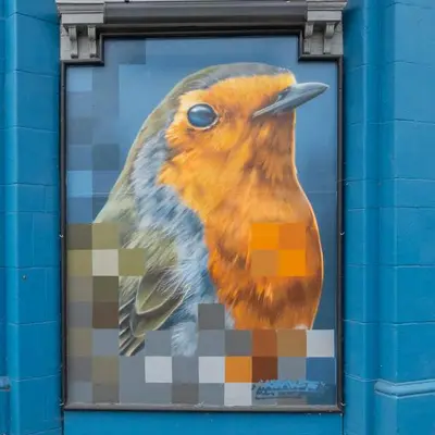 Pixelated Robin Portrait