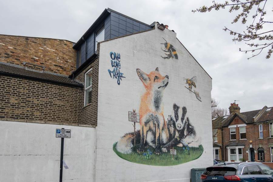 "Fox and Badger with Bees" by Louis Masai in London