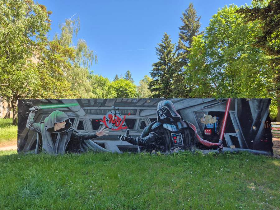 Untitled street art by David Reichelt in Prosek, Prague
