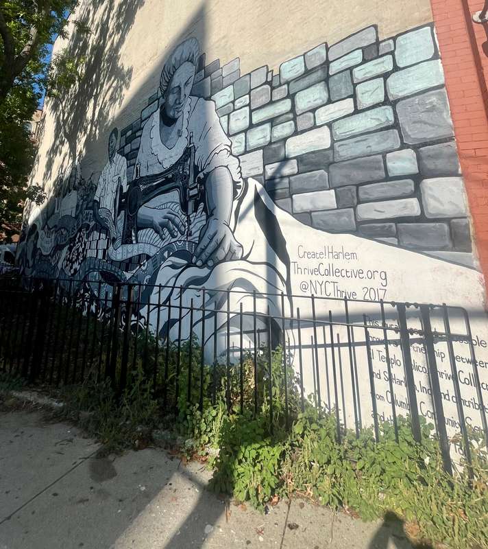 "Stone Wall Figure Mural" by thrive collective in Manhattanville, New York