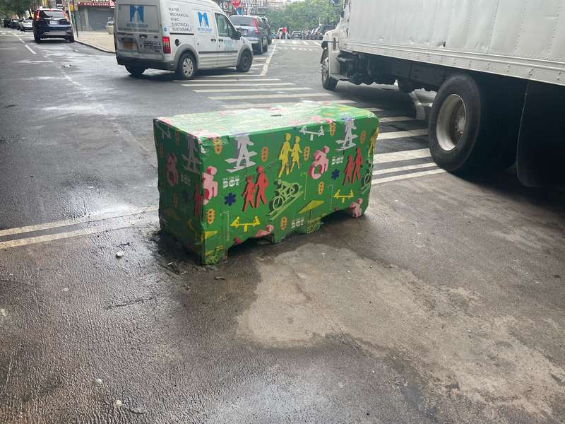 Graffiti decorated bench