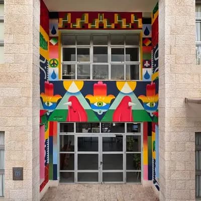 Geometric Mural Entry Portal