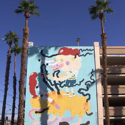 Abstract Floating Figures Mural