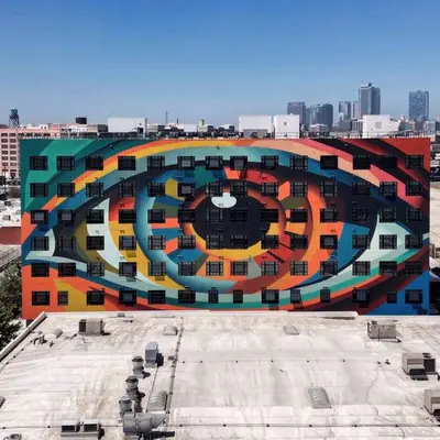 Geometric Eye Building Mural