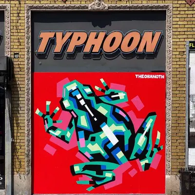 Typhoon Pixelated Dragon Mural