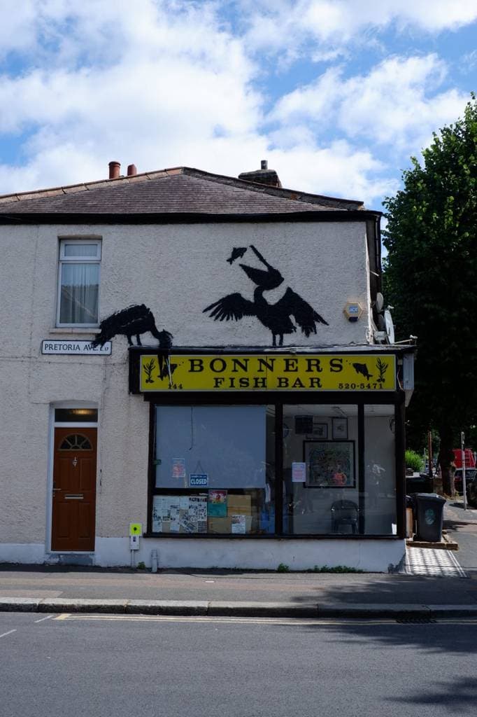 "Pelican and Cormorant Silhouettes" by Banksy in London