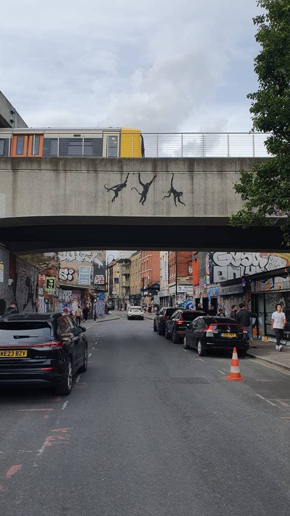 "Three Monkey's" by Banksy in Whitechapel, London